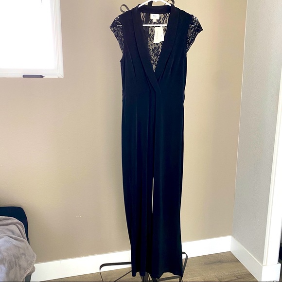 ECI New York slinky stretch black lace back jumpsuit - NWT - Picture 1 of 9